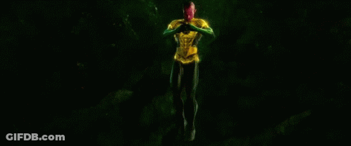 Man In Yellow Lantern Suit Flying GIF