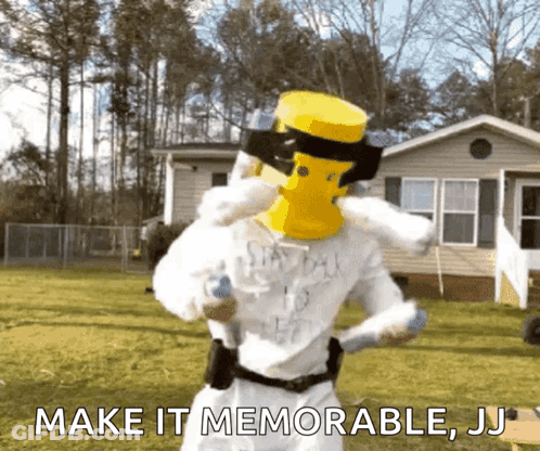 Man In Yellow Mask Says Make It Memorable JJ GIF