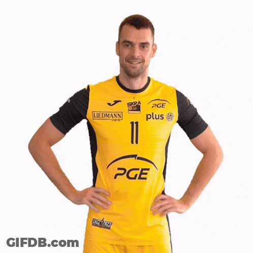 Man In Yellow PGE Shirt GIF