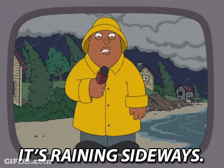 Man In Yellow Raincoat Holding Microphone GIF