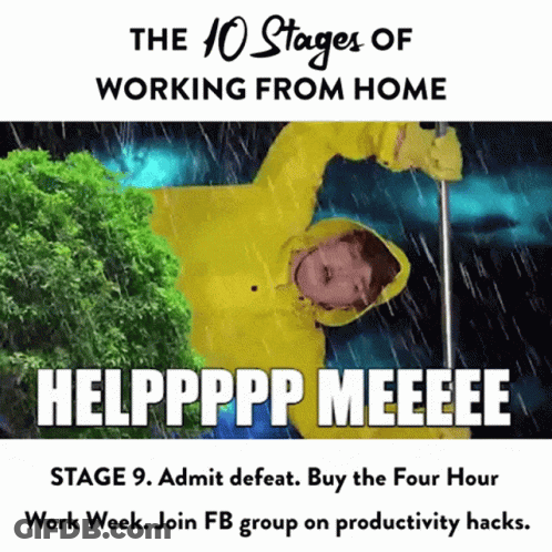 Man In Yellow Raincoat Holding Umbrella Says Helpppp Meeee GIF