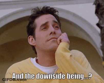 Man In Yellow Saying And The Downside Being GIF