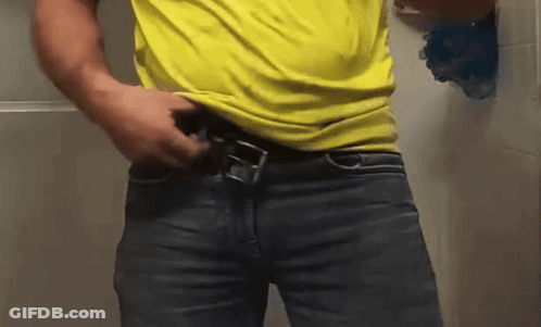 Man In Yellow Shirt And Blue Jeans GIF