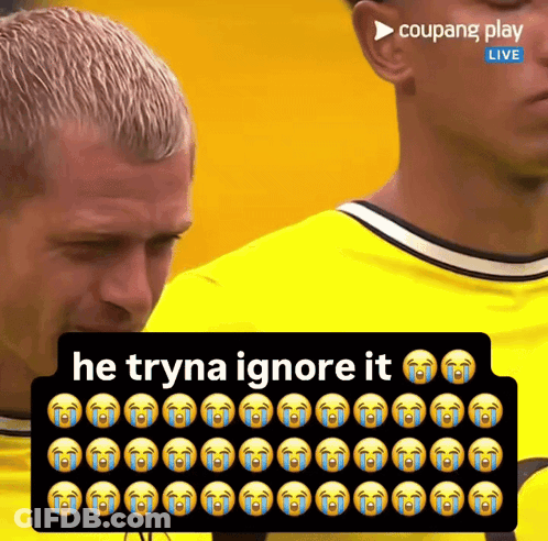 Man In Yellow Shirt Crying He Tryna Ignore It GIF