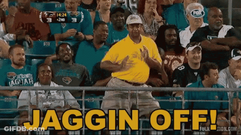 Man In Yellow Shirt Dancing Jaggin Off GIF