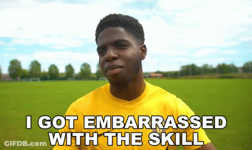Man In Yellow Shirt Embarrassed With Skill GIF