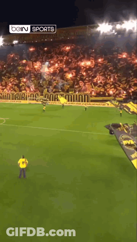 Man In Yellow Shirt On Soccer Field Bein Sports Banner GIF