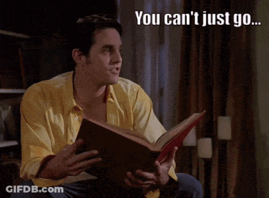 Man In Yellow Shirt Reading Book Saying You Can't Just Go Librum Incendiere GIF