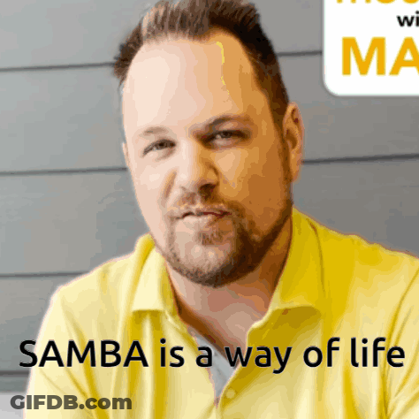 Man In Yellow Shirt Samba Is A Way Of Life GIF