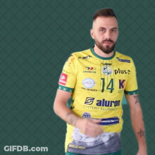 Man In Yellow Shirt Saying 14K GIF