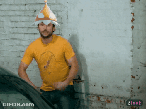 Man In Yellow Shirt Saying 3Look GIF