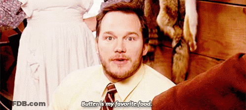 Man In Yellow Shirt Saying Butter Is Favorite GIF