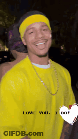 Man In Yellow Shirt Saying Love You I Do GIF
