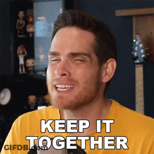 Man In Yellow Shirt Says Keep It Together Eyes Closed GIF