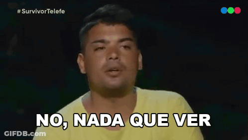 Man In Yellow Shirt Says No Nada Que Ver GIF