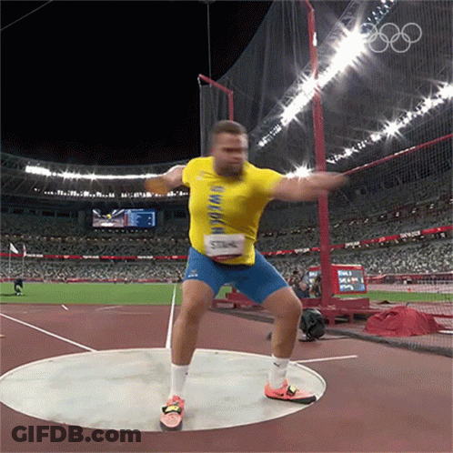 Man In Yellow Shirt Throwing Discus Olympics GIF
