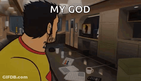 Man In Yellow Shirt Watching TV GIF