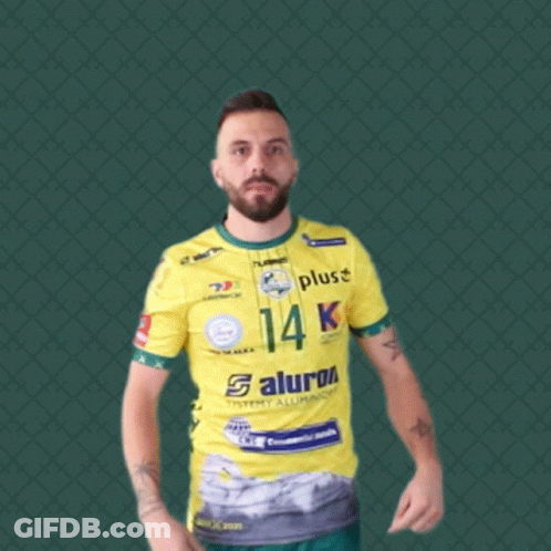 Man In Yellow Shirt With 14K GIF