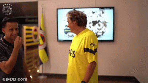Man In Yellow Shirt With AVS GIF