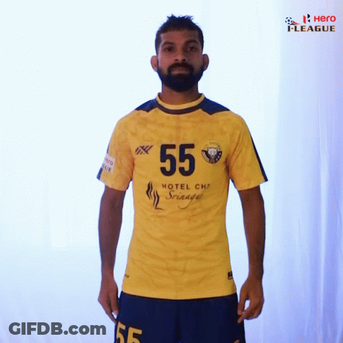 Man In Yellow Shirt With Number 55 GIF