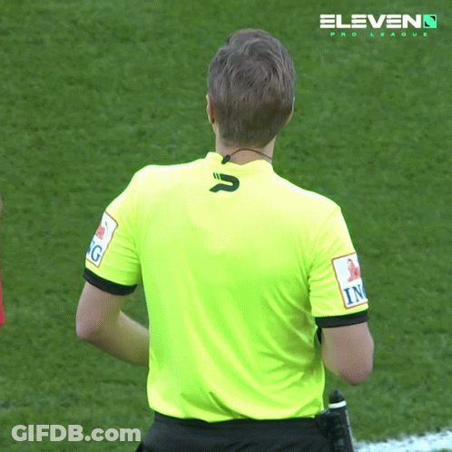 Man In Yellow Shirt With P On Soccer Field GIF