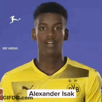 Man In Yellow Soccer Jersey Alexander Isak GIF