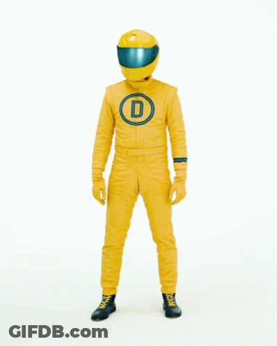 Man In Yellow Suit Bending Before Time To Cry Sign GIF