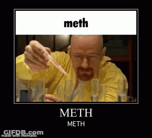 Man In Yellow Suit Holding Pipette With Meth GIF