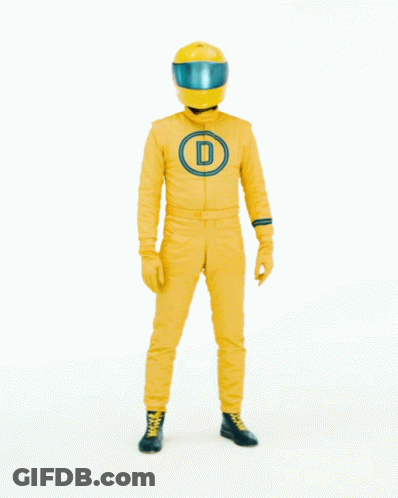 Man In Yellow Suit With Helmet Saying Good Job GIF