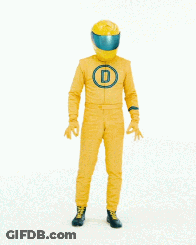 Man In Yellow Suit With Helmet Saying Thank You GIF