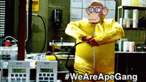 Man In Yellow Suit With Monkey Face #Wearepapegang GIF