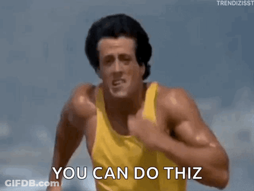Man In Yellow Tank Top Saying You Can Do This GIF