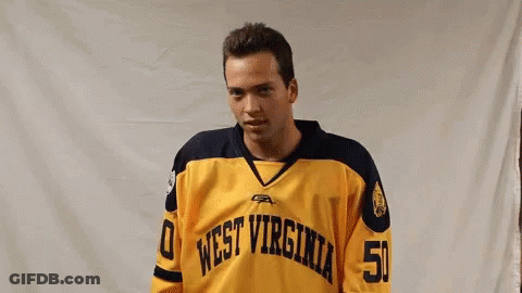 Man In Yellow West Virginia Jersey Number 50 GIF