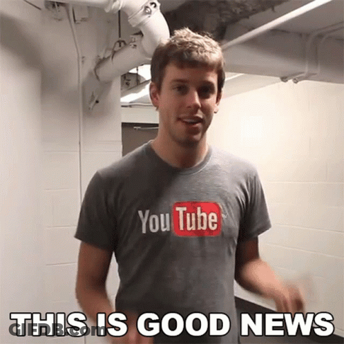Man In YouTube Shirt Saying This Is Good News GIF