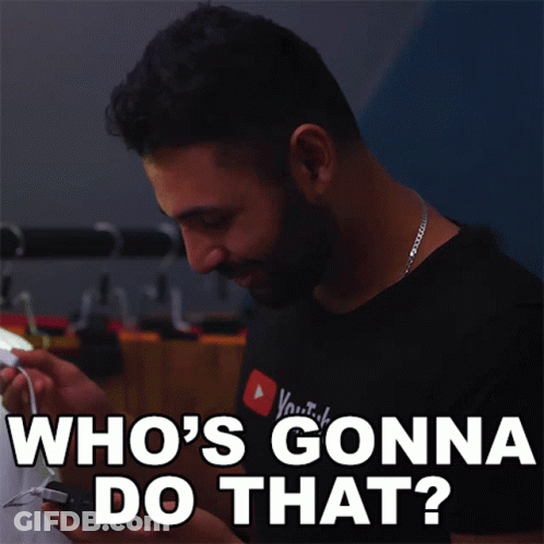 Man In YouTube T-Shirt Saying Who's Gonna Do That GIF