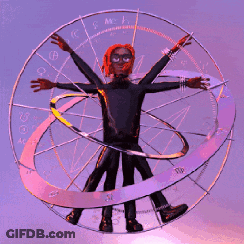 Man In Zodiac Circle With Letter N GIF