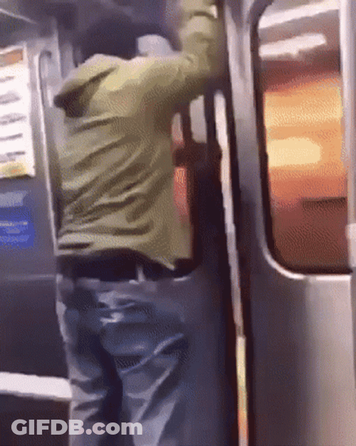 Man Jump Out Train Window GIF