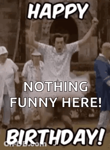 Man Jumping Arms Up Happy Nothing Funny Here Birthday GIF