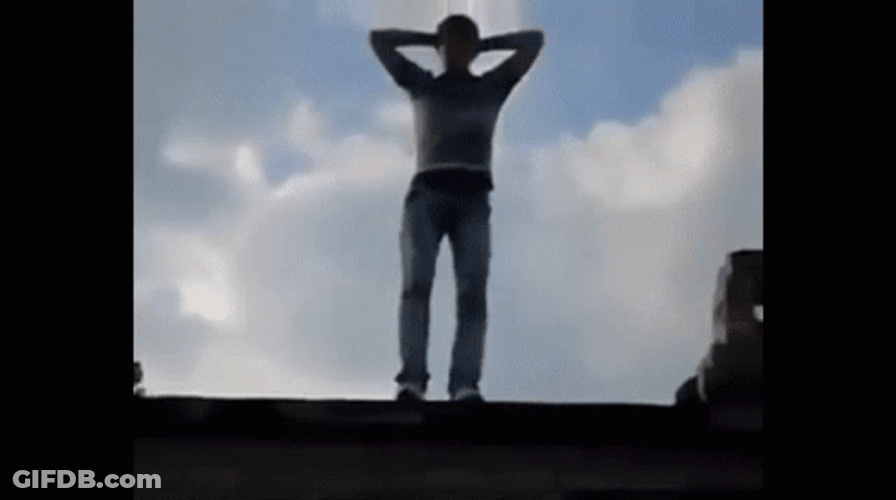 Man Jumping Of Building Russian Dance GIF