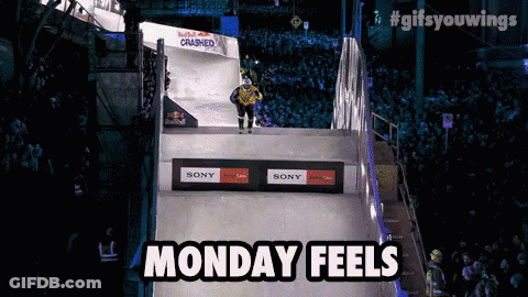 Man Jumping Off Ramp Saying Monday Feels GIF