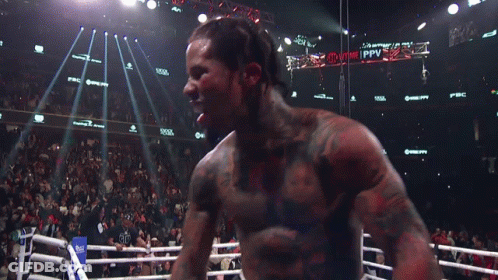 Man Jumping Out Of Boxing Ring Saying FC GIF