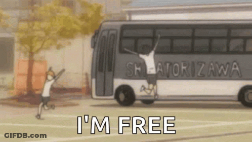 Man Jumping Out Of Bus With Arms Up GIF