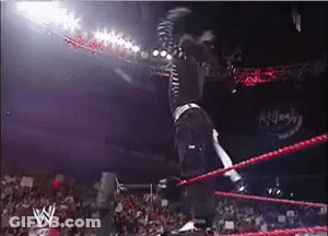Man Jumping Over Wrestling Ring With W Logo GIF
