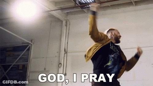 Man Jumping Saying God I Pray GIF