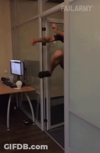 Man Jumping Through Door FailArmy GIF