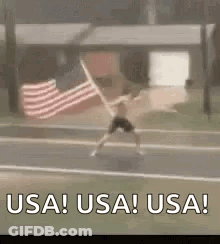 Man Jumping With American Flag GIF
