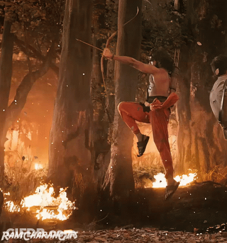 Man Jumping With Bow And Arrow Ram Charan GIF