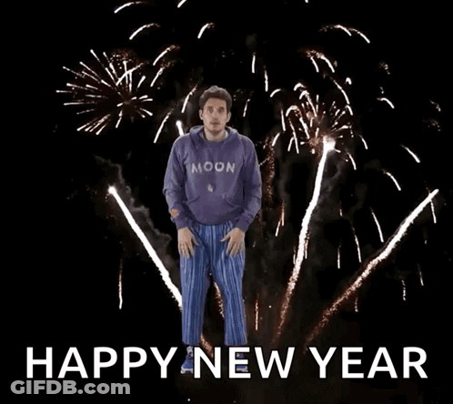 Man Jumping With Fireworks Happy New Year GIF