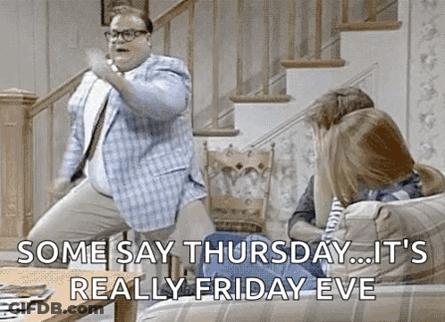 Man Jumping With Friday Eve Text GIF