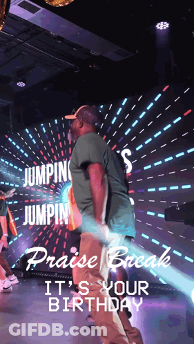 Man Jumping With Praise Break Birthday GIF